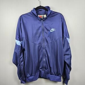 Nike Mens XL Track Jacket Vintage Mesh Panel Full Zip Retro Sportswear Navy Blue